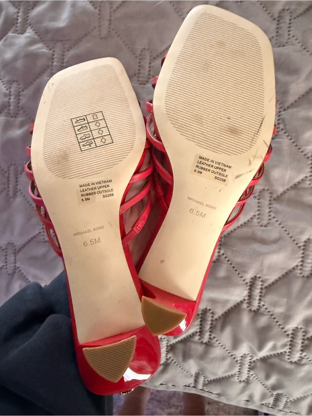 Michael Kors Red Strappy Kitten Heel Sandals - Picture 6 of 6
